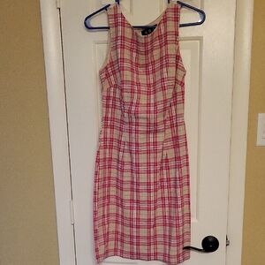 ABS Allen Schwartz Pink and White Halter Sheath Dress